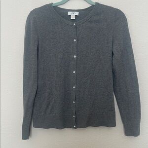 LOFT Charcoal Button-Up Cardigan